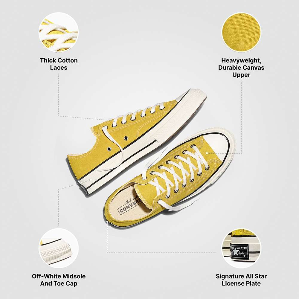 Shop Converse Chuck 70 Men Yellow Low Top Canvas Sneaker Online