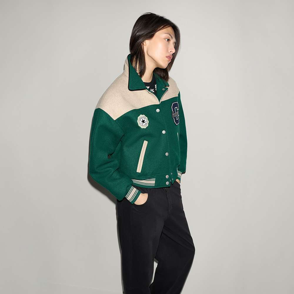 Shop Converse Green Women Varsity Jacket Online - Converse.in