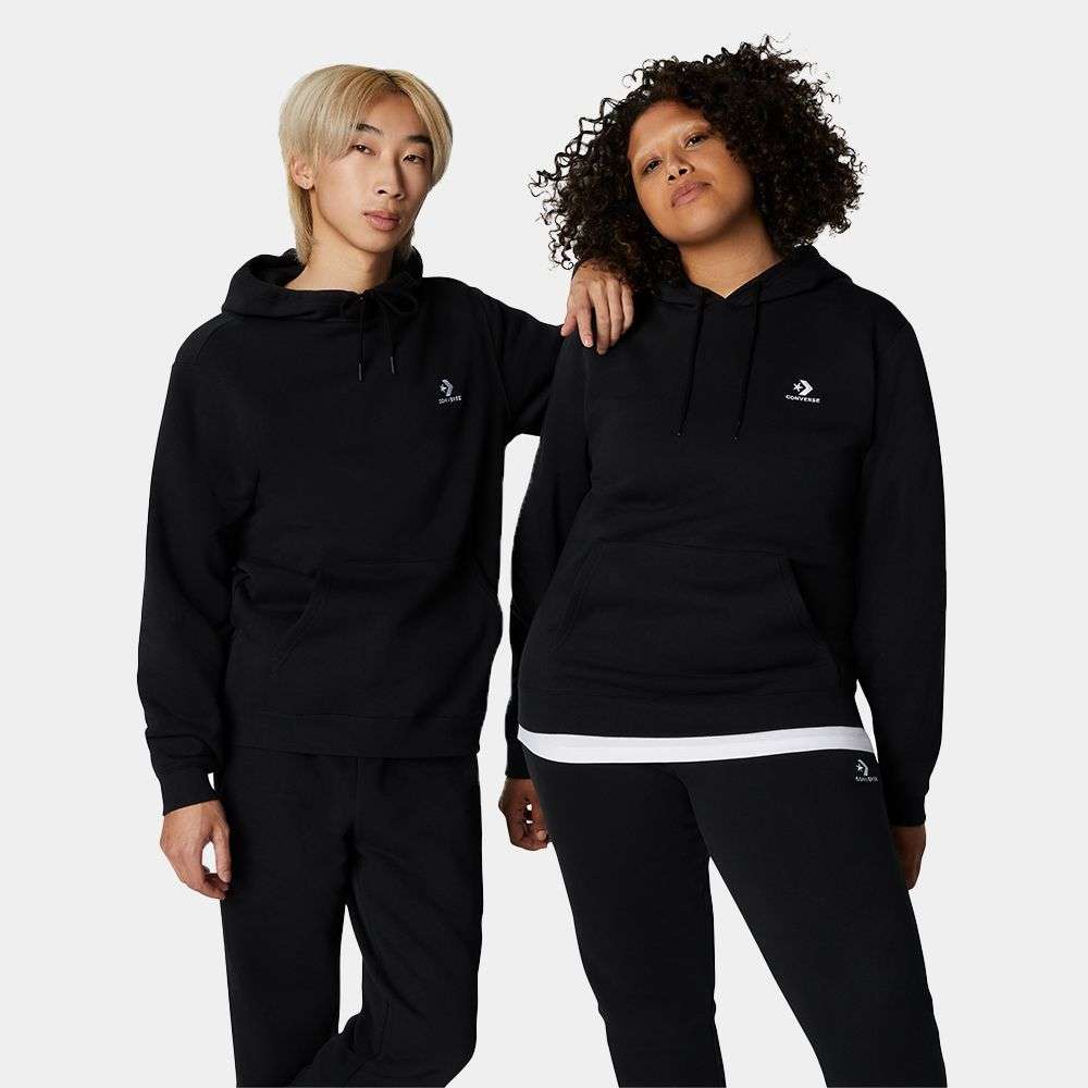 Converse Go-To Embroidered Star Chevron Standard-Fit Fleece Hoodie unisex hoodie-picture-11