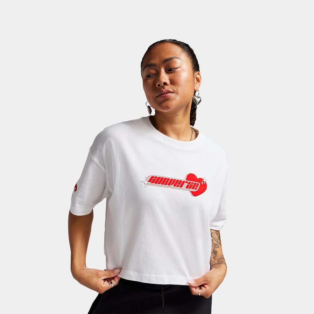 Y2K Heart Cropped Oversized T-Shirt women's t-shirt