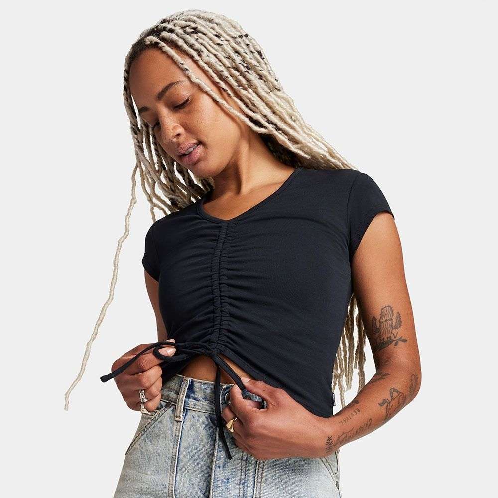 Drawstring Ruched Short Sleeve Top women t-shirt