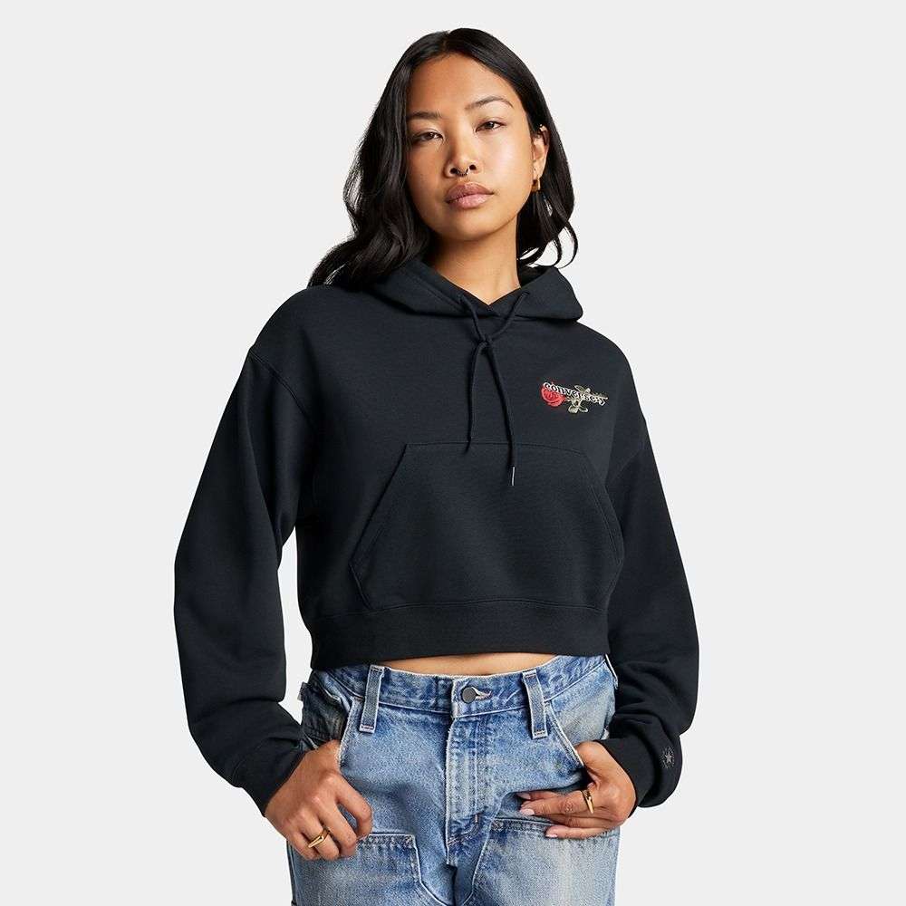 Thorned Rose Cropped Hoodie women hoodie