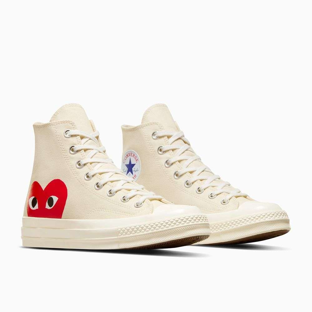 Shop Unisex Converse x PLAY Comme des Garçons Chuck 70 High Top Beige  Sneakers Online