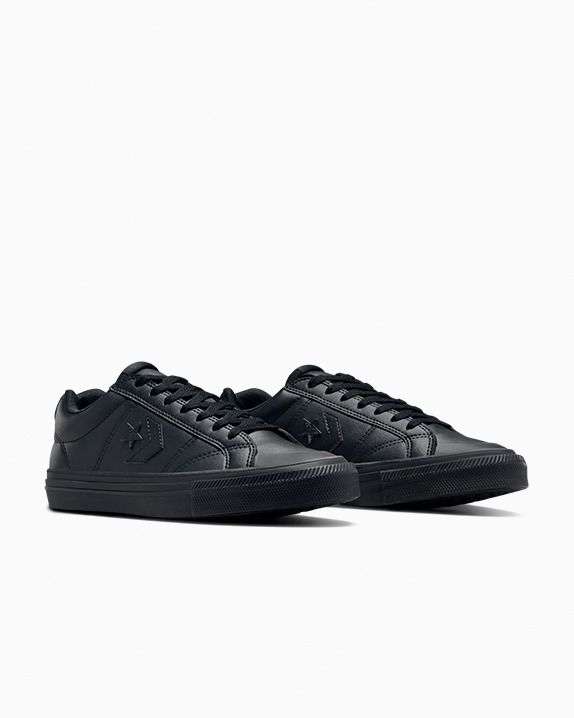 Shop Converse Unisex Sport Casual Faux Leather Low Top Black