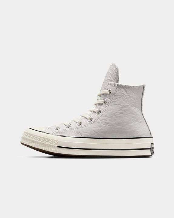 Shop Converse Women Chuck 70 Crinkled Leather High Top Grey Sneakers Online