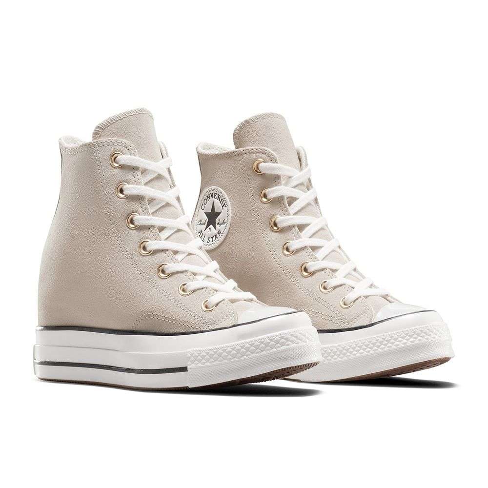 Shop Converse Women Chuck 70 Wedge Platform Suede Beige Sneakers Online