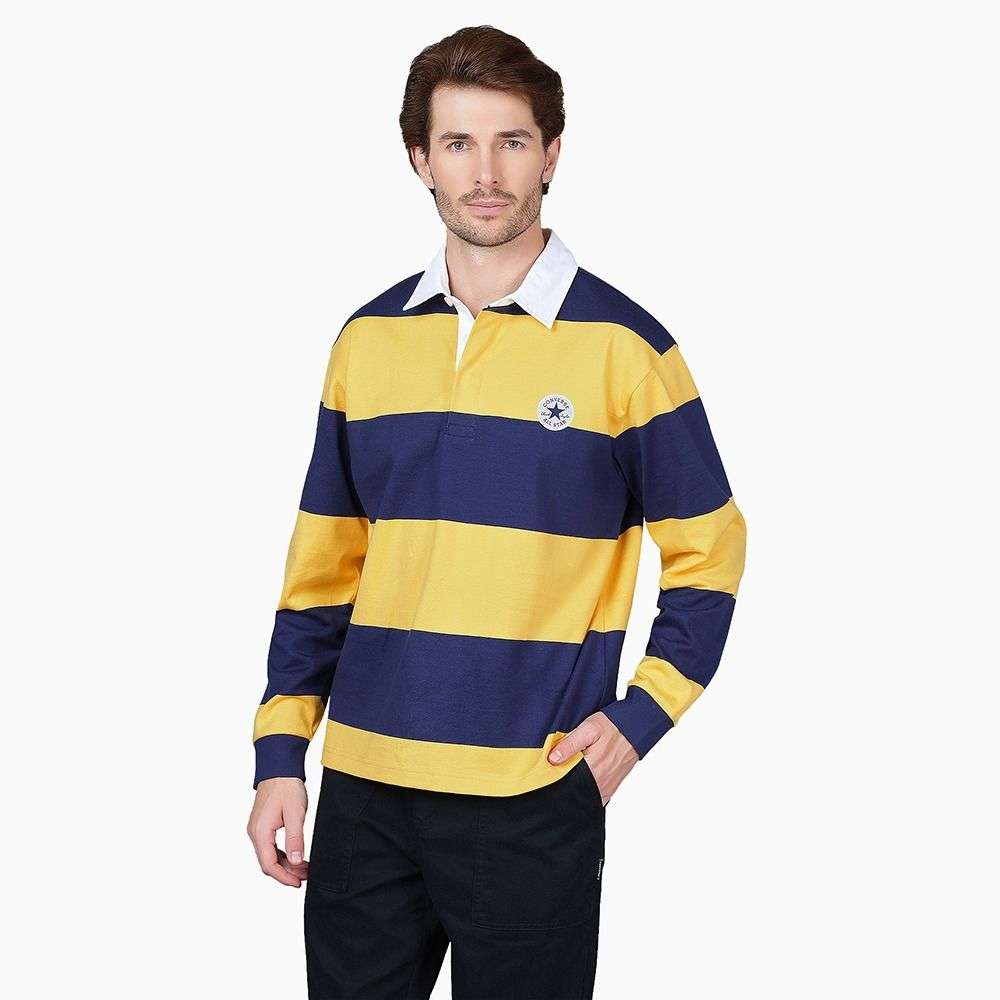 Rugby Striped Long Sleeve Polo T-shirt unisex t-shirt-image-9