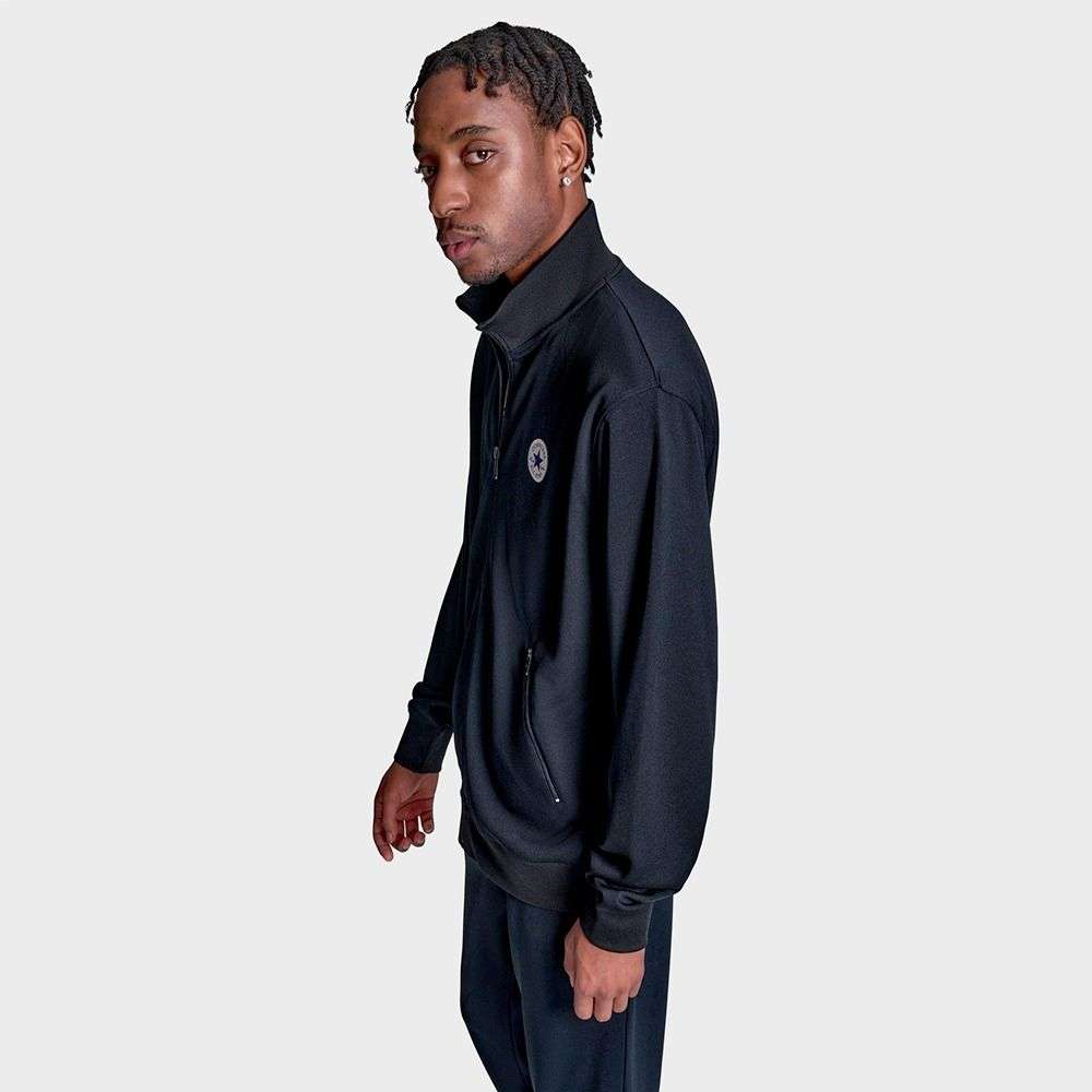 Shop Converse Men Black Standard Fit Retro Chuck Track Jacket