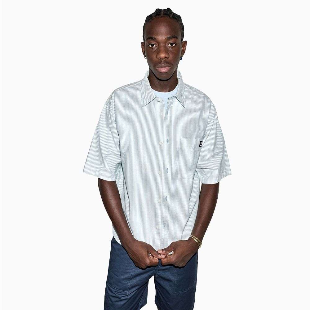 Script Chevron Short-Sleeve Oxford Shirt men's short-image-13