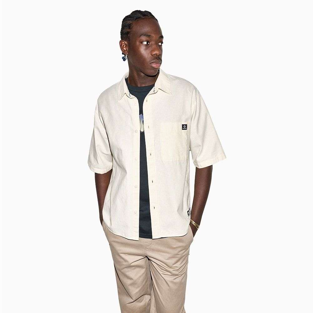 Script Chevron Short-Sleeve Oxford Shirt men's short-image-41
