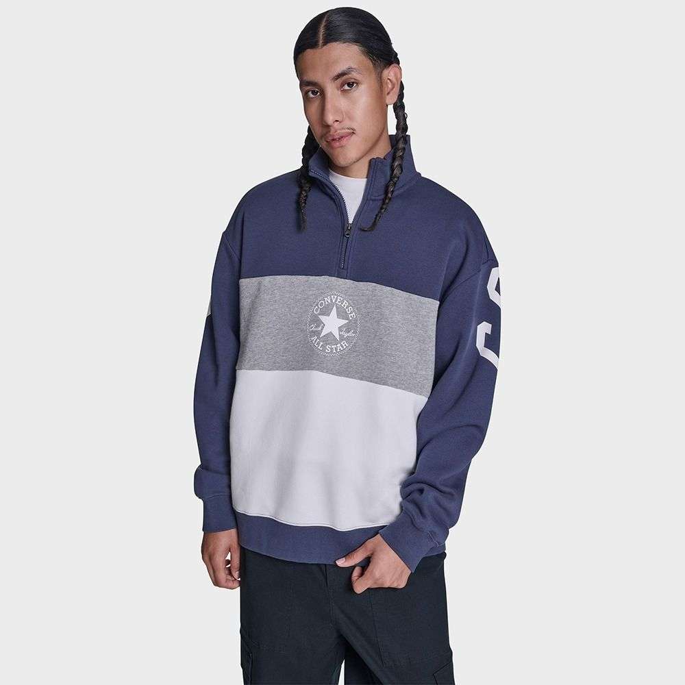 Retro Stripe Relaxed Quarter-Zip Sweatshirt men's sweatshirt